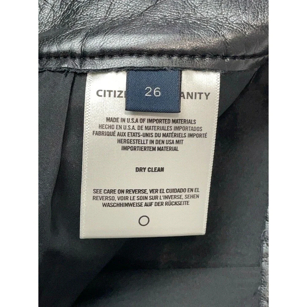 Citizens of Humanity Women 26 Mini Skirt Black Recycled Leather Beatnik Edgy Y2K